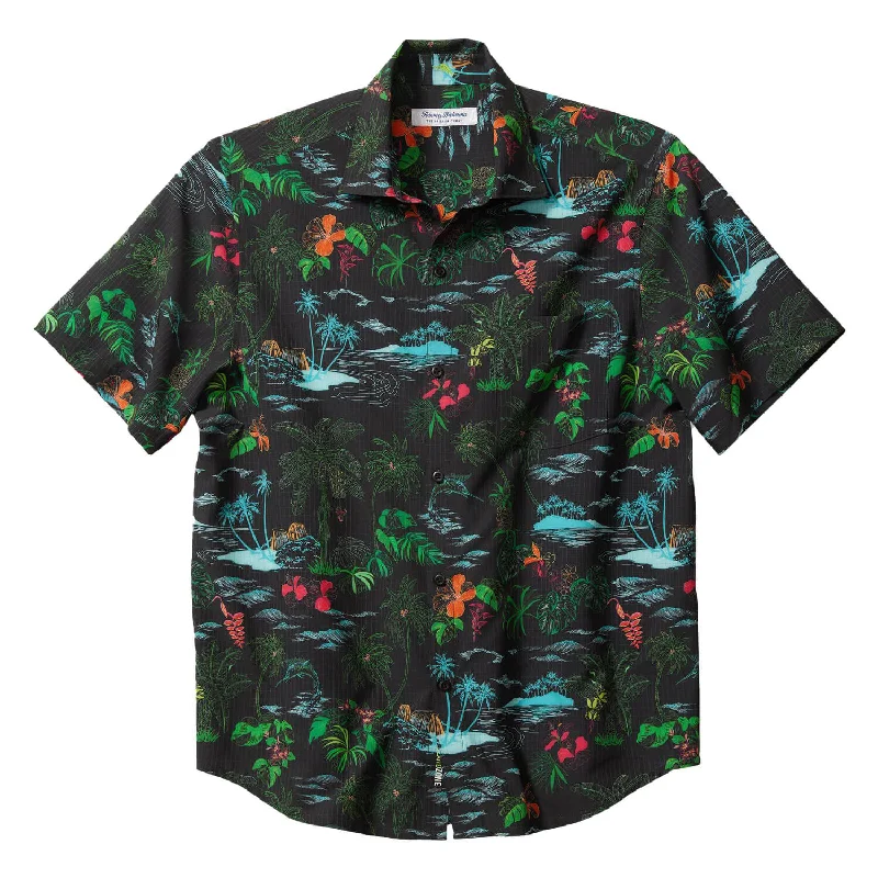 Men's Wingtip-Collar Shirts for a Classic TouchTommy Bahama Big & Tall Bahama Coast Neon Shores Camp Shirt - Black