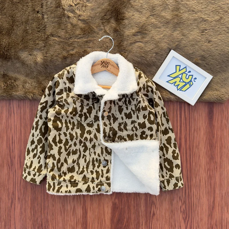 Dark Wash Men's JeansGirls Leopard Print Fur Jacket