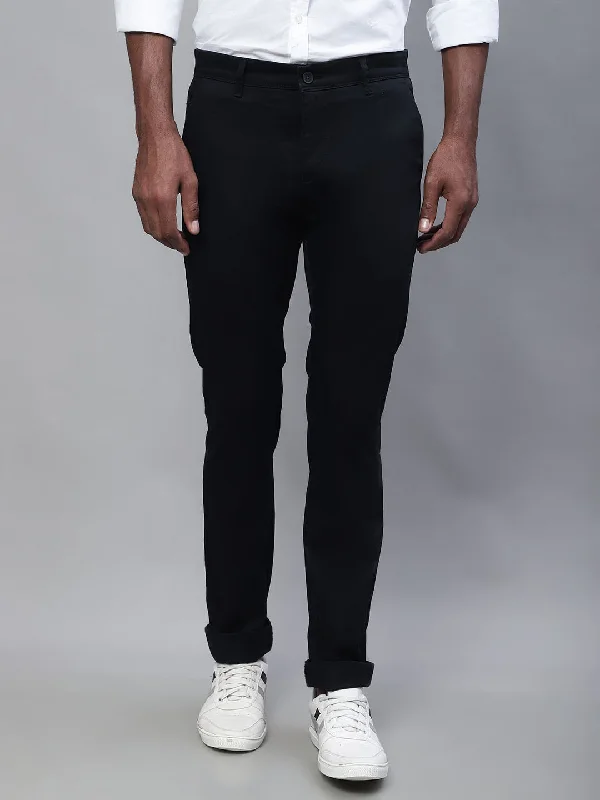 Men's Pants with Patch PocketsMen's Casual Flat front Black  Trousers