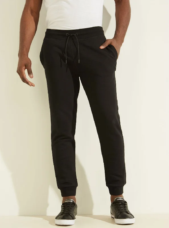 Men's Pants with Functional PocketsEco Black Aldwin Active Logo Trackpants
