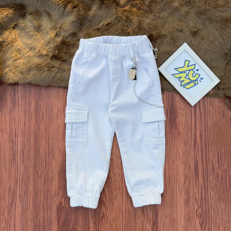Zip-Fly Men's JeansKids' White Striped Cargo Pants