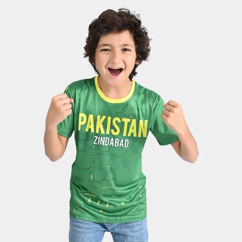 Men's Performance Shirts for SportsBoys Poly Cotton Jersey T-Shirt H/S Pakistan Zindabad-Fern Green