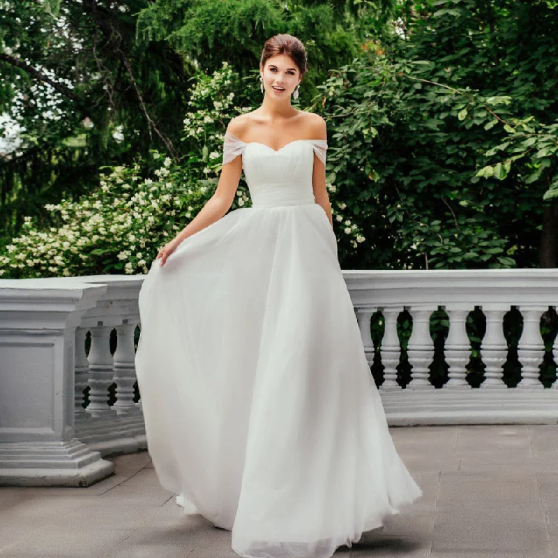 Skater DressRoycebridal Lakshmigown Simple Beach Wedding Dress 2021 Elegant White Tulle Bridal Dress Lace Up Back Princess Wedding Gown Vestido Novia Skater DressRoycebridal Lakshmigown Simple Beach Wedding Dress 2021 Elegant White Tulle Bridal Dress Lace Up Back Princess Wedding Gown Vestido Novia