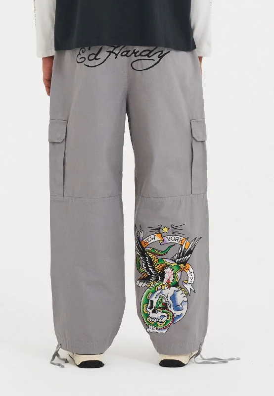 Men's Pants with Patch PocketsMens Eagle Snake Battle Ripstop Woven Cargo Pants Trousers - Grey Men's Pants with Patch PocketsMens Eagle Snake Battle Ripstop Woven Cargo Pants Trousers - Grey