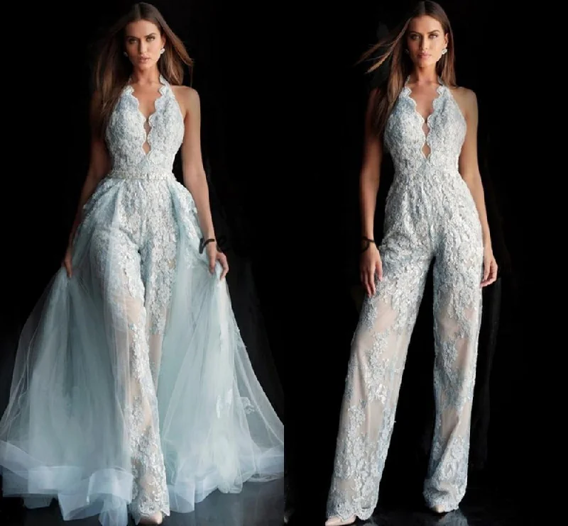 women's stylish dressesFull Lace Applique Bridal Jumpsuit With Detachable Train 2024 Halter Backless Summer Holiday Wedding Jumpsuit Dress white dress women's stylish dressesFull Lace Applique Bridal Jumpsuit With Detachable Train 2024 Halter Backless Summer Holiday Wedding Jumpsuit Dress white dress