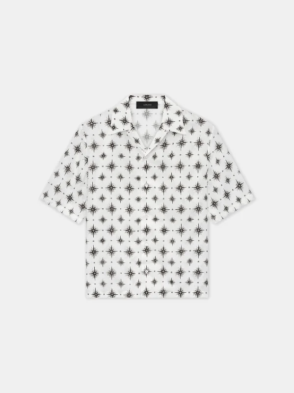 Men's Pattern Mixing Shirts for Creative StyleMICRO STARBURST CAMP SHIRT - Ivory
