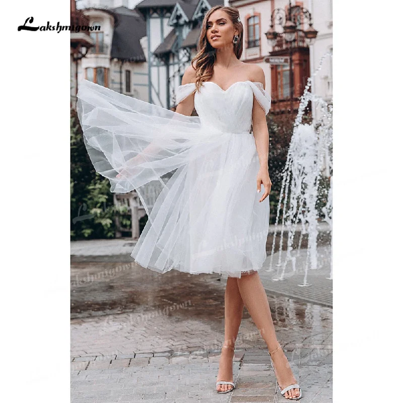 Peplum Hem DressRoycebridal Elegant Tulle A-Line Wedding Dresses Sweetheart Neck Sleeveless Knee-Length None Train Bride Gowns Simple Off The Shoulder 2021 Peplum Hem DressRoycebridal Elegant Tulle A-Line Wedding Dresses Sweetheart Neck Sleeveless Knee-Length None Train Bride Gowns Simple Off The Shoulder 2021