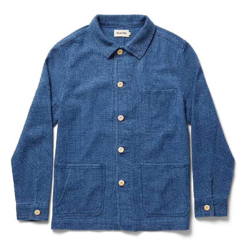 Men's Coats with Hidden PocketsThe Ojai Jacket in Washed Indigo Sashiko