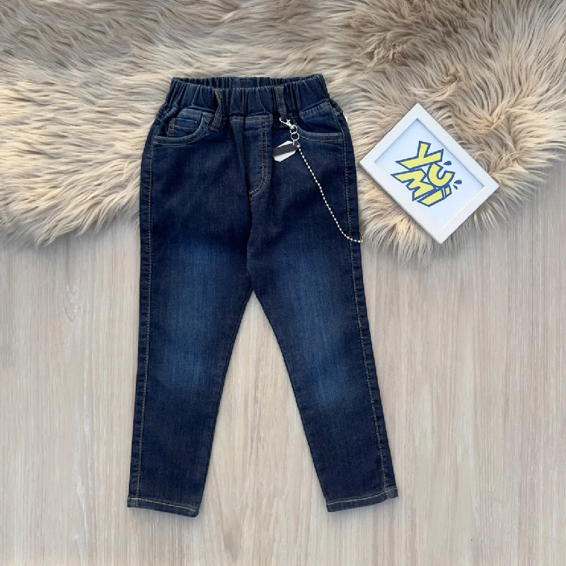 Mid-Waisted Men's JeansClassic Blue Jeans for Boys
