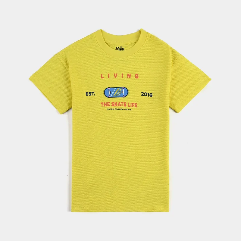 Men's Shirts with Tab CollarsBoys Jumbo Pique T-Shirt H/S Skate Life-Yellow
