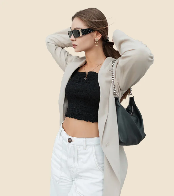 Fashionable Men's JeansBlack Blouson Crop Top