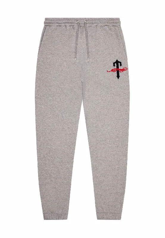 Men's Pants with Logo EmbossmentsMens Trapstar x Ed Hardy Jogger - Grey Marl