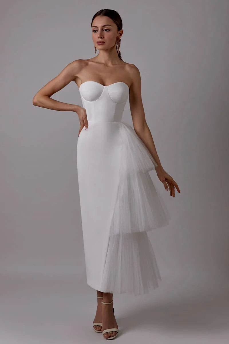 women's spaghetti strap dressesRoycebridal Short Boho Wedding Dress with Pleat Tulle Satin Wedding Gown Vestido De Noiva Wedding Party Dress