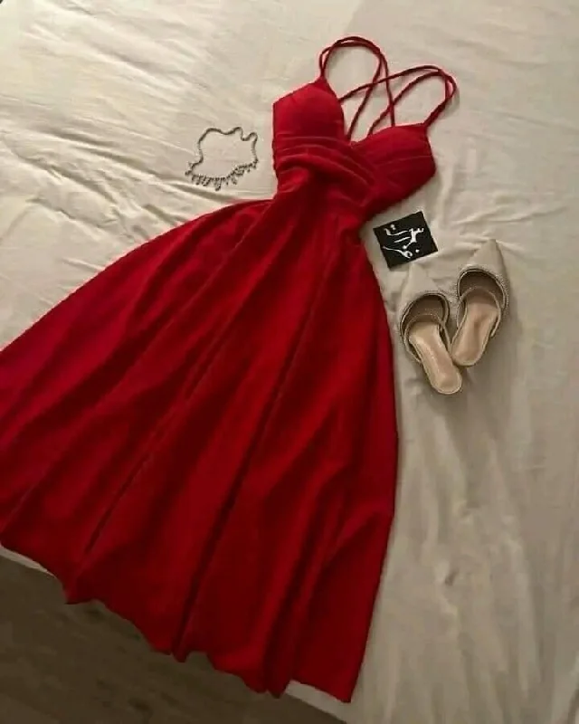 women's plus-size dressesGorgeous A Line Spaghetti Straps Red Knee Length Prom Dresses Evening Dress Wedding Guest Dress C3043 women's plus-size dressesGorgeous A Line Spaghetti Straps Red Knee Length Prom Dresses Evening Dress Wedding Guest Dress C3043