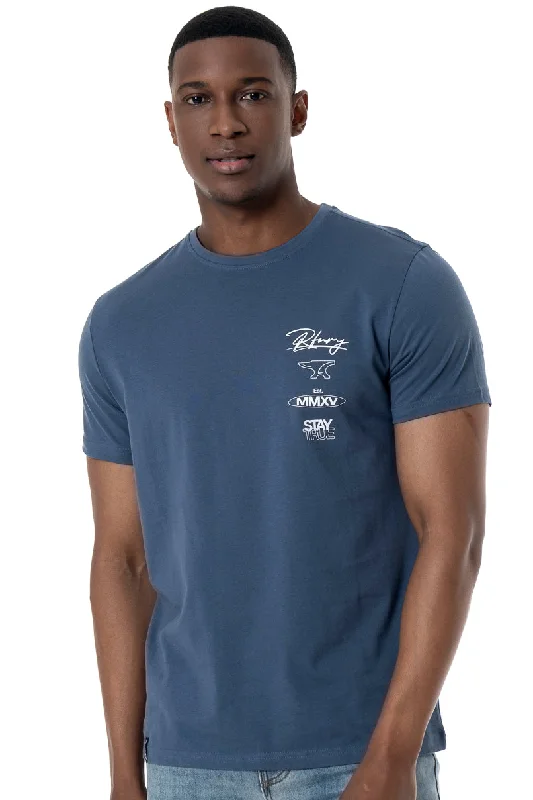 Men's Shirts with Drawstring WaistbandsBranded T-Shirt _ 158099 _ Indigo