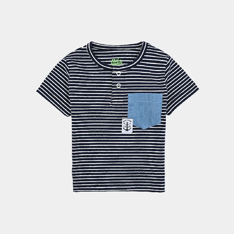 Elegant Men's Dress ShirtsInfant Boys Yarn Dyed T-Shirt SAILOR-NAVY