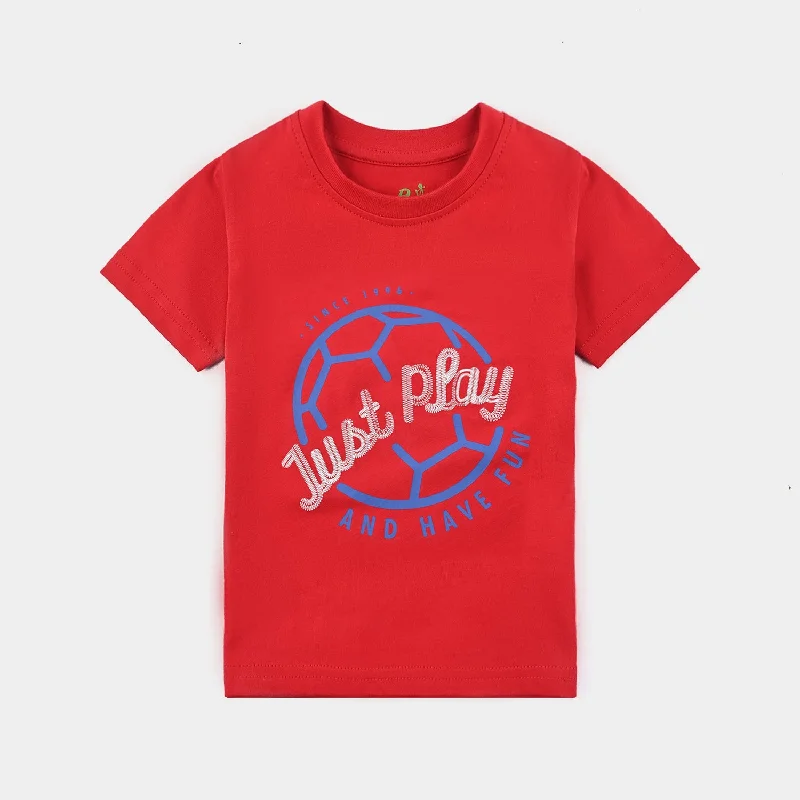 Striped Men's TopsBoys Cotton Jersey T-Shirt H/S Just Play-HR.Red