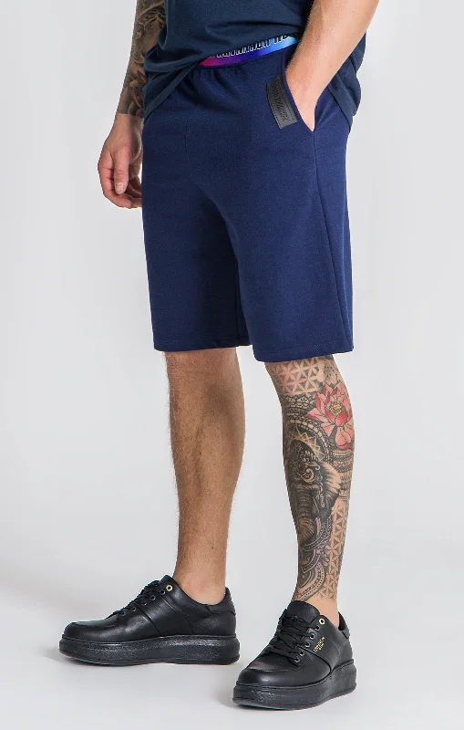 Men's Casual Pants for Everyday WearBlue Chromatica Elastic Shorts