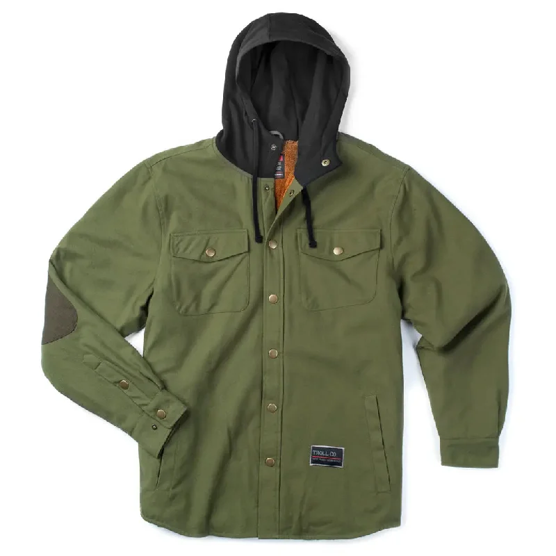 Men's Coats with Convertible CollarsSolid State Flannel Jacket - Olive Black