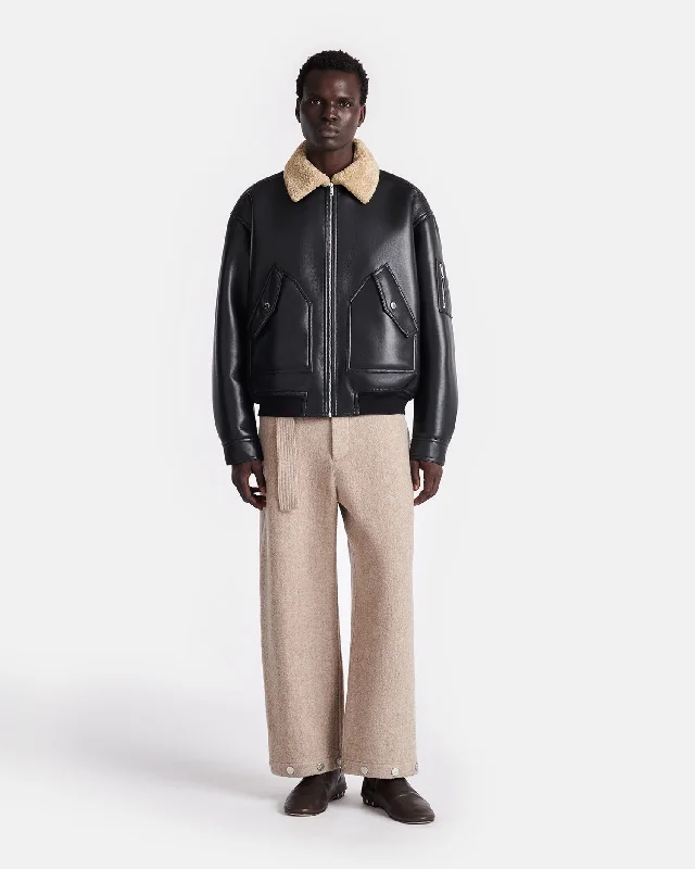 Men's Coats with Reflective StripesLude - Bonded Shearling Flight Jacket - Cornstalk/Black Men's Coats with Reflective StripesLude - Bonded Shearling Flight Jacket - Cornstalk/Black