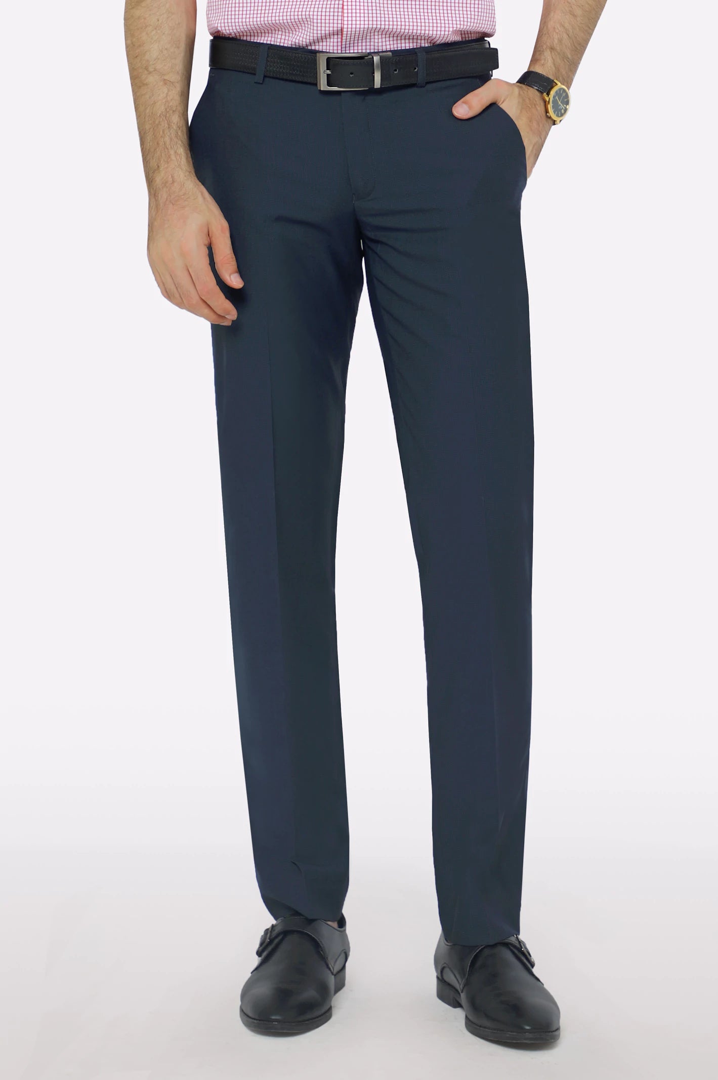 women's cinched-waist dressesDark Grey Smart Fit Formal Trouser
