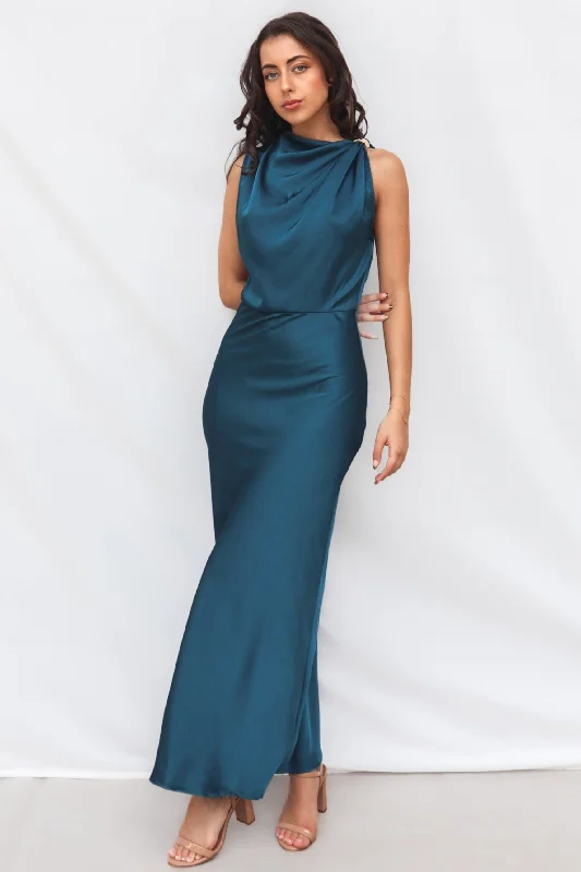 Plunging Neckline DressVianna Formal Dress - Teal