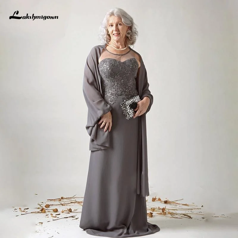 women's wrap dressesRoycebridal Charcoal Gray Chiffon Mother of the Bride Dresses