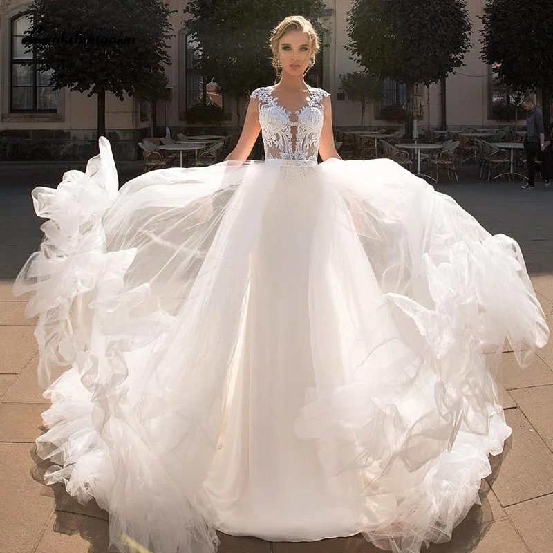 women's mother of the bride dressesRoycebridal Lakshmigown Bohemian Wedding Dresses 2021 V-Neck Cap Sleeve Beach A-Line Country Bridal Gowns with Detachable vestido de novia women's mother of the bride dressesRoycebridal Lakshmigown Bohemian Wedding Dresses 2021 V-Neck Cap Sleeve Beach A-Line Country Bridal Gowns with Detachable vestido de novia