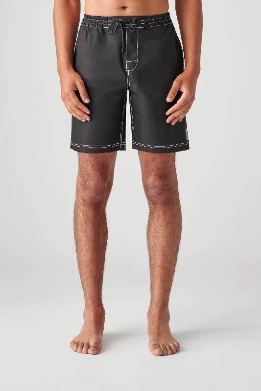 Men's Pants with Contrast Fabric PanelsSmashed Poolshort - Black