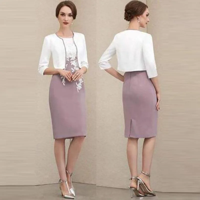 women's empire-line dressesRoycebridal Sheath Short Lavender Lace Applique Mother of the Groom Gowns