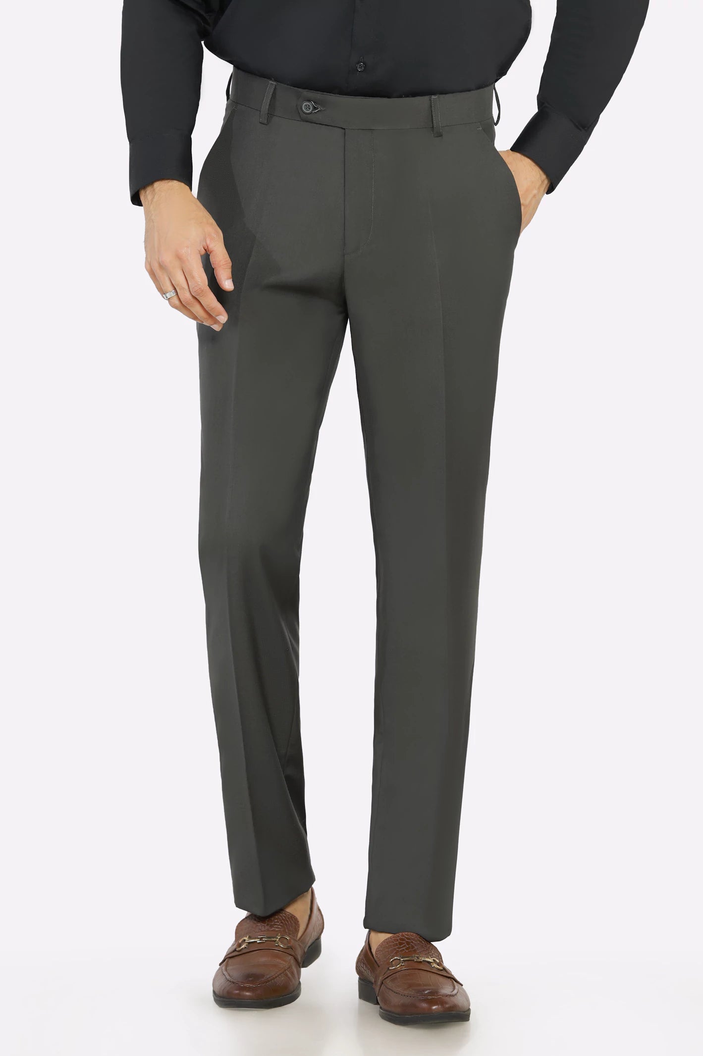 women's bodycon dressesDark Olive Regular Fit Formal Trouser