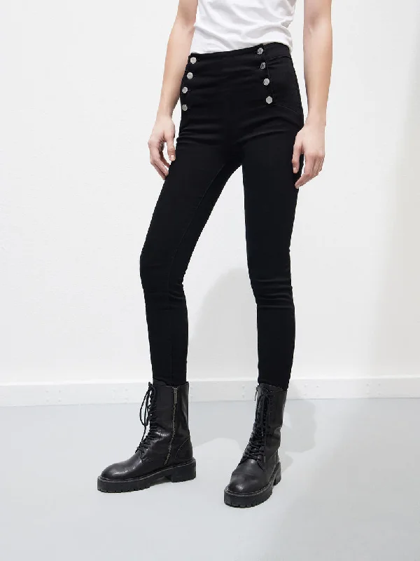 Men's Jeans with RipsDecorative Buttons Skinny Jeans