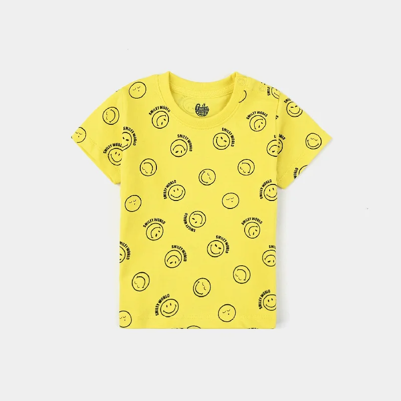 Striped Men's TopsInfant Boys Cotton Jersey T-Shirt Smiley World-B.Yellow