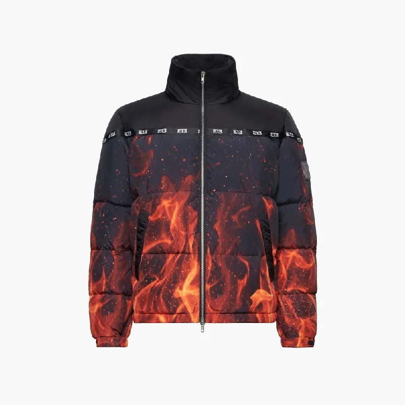 Men's Coats with Zippers313 Puffer Jacket Flame Print
