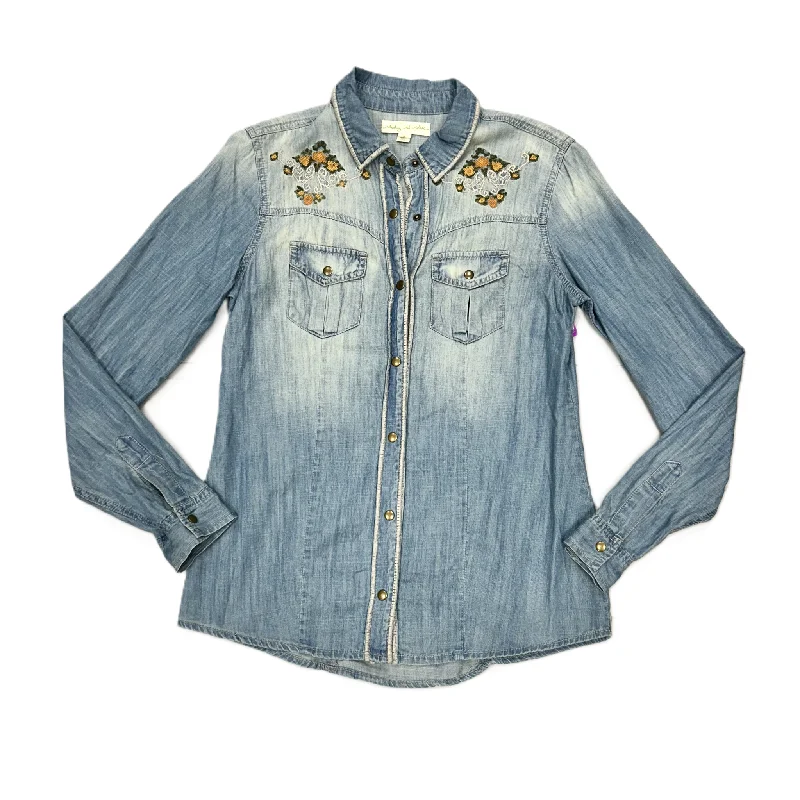 Men's Coats with Down InsulationBlue Jacket Shirt By Staring At Stars, Size: S