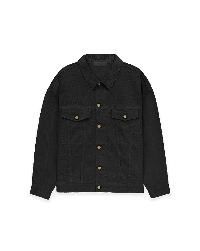 Men's Coats with Contrast StitchingDenim Jacket - Jet Black