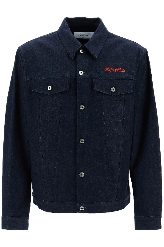 Men's Coats with PocketsOFF-WHITE denim shirt jacket with button closure