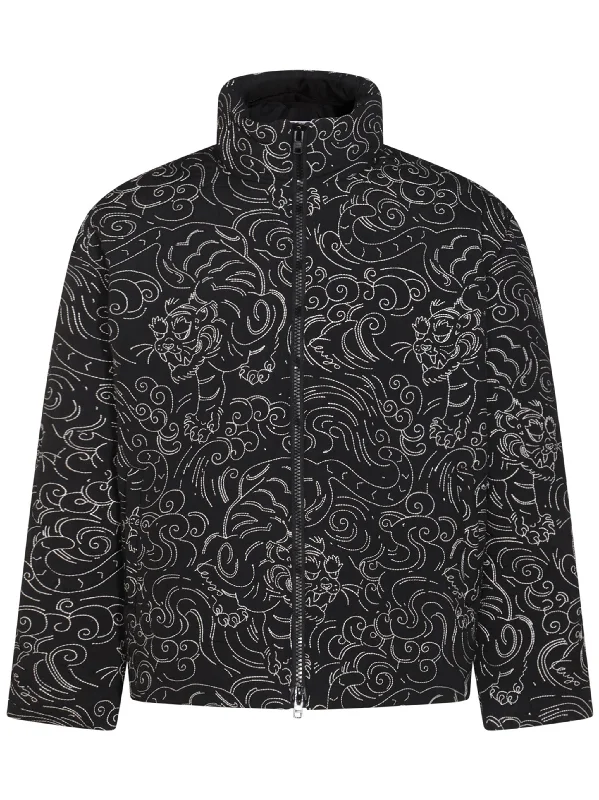Men's Coats for Rainy WeatherFloral-Print Padded Jacket
