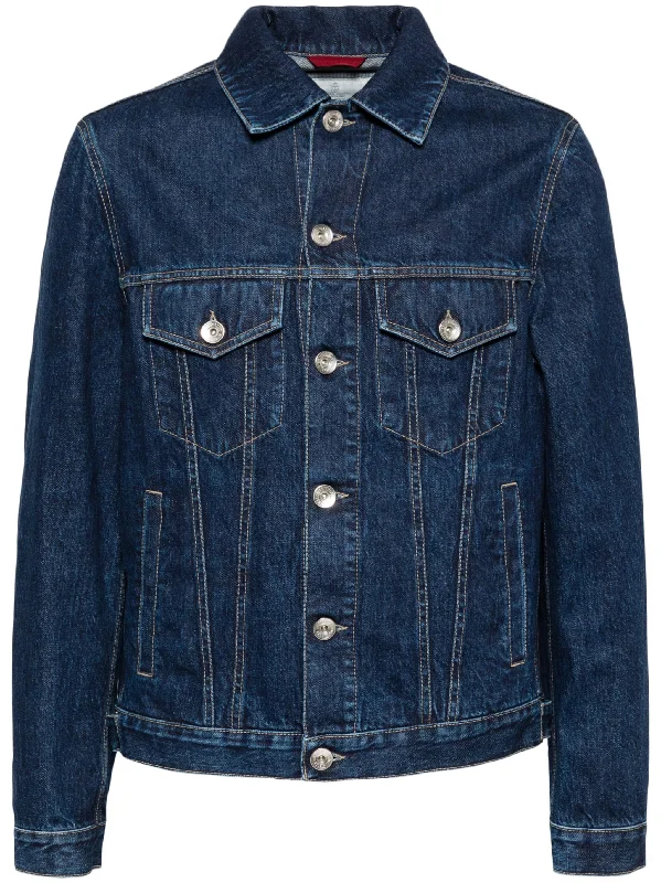 Men's Coats with Stretch FabricFour-Pockets Denim Jacket