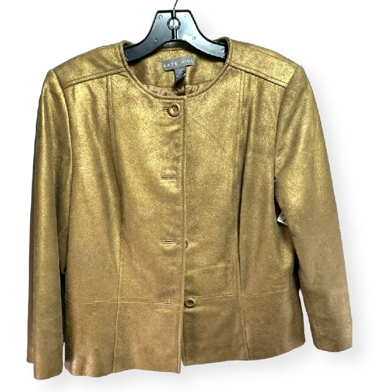 Men's Coats with ZippersGold Jacket Leather Kate Hill, Size 8