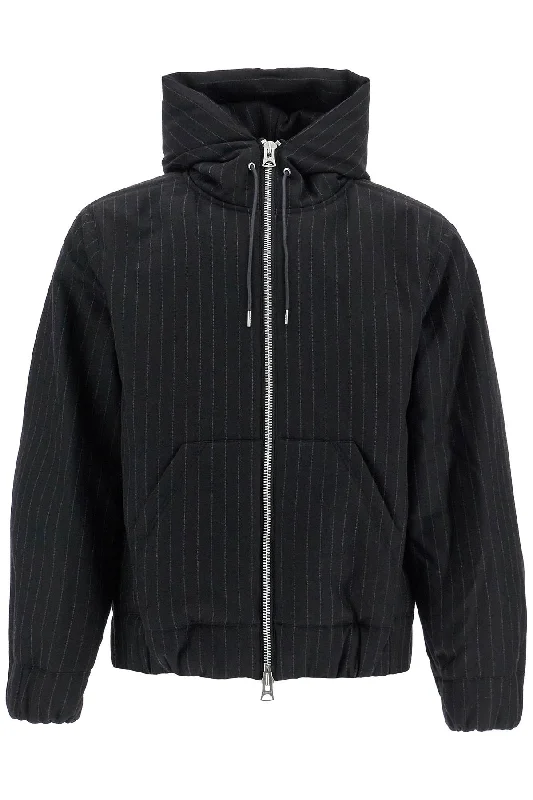 Men's Coats with Ripstop FabricSACAI hooded wool gessato jacket
