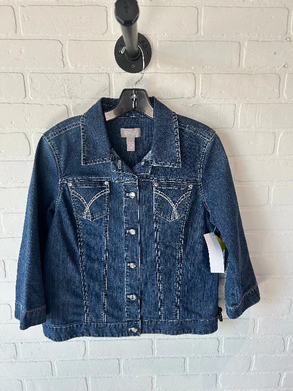 Men's Coats for SnowshoeingJacket Denim By Chicos In Blue Denim, Size: M