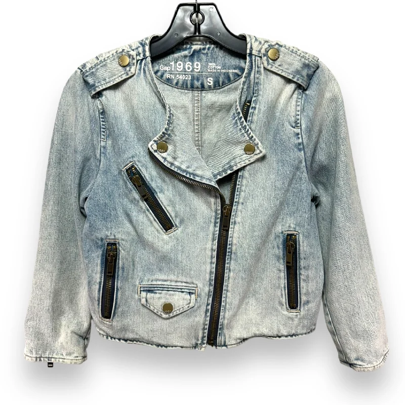 Men's Coats with Adjustable HemsCropped Denim Moto Jacket By Gap In Nautical Rinse, Size: S Men's Coats with Adjustable HemsCropped Denim Moto Jacket By Gap In Nautical Rinse, Size: S