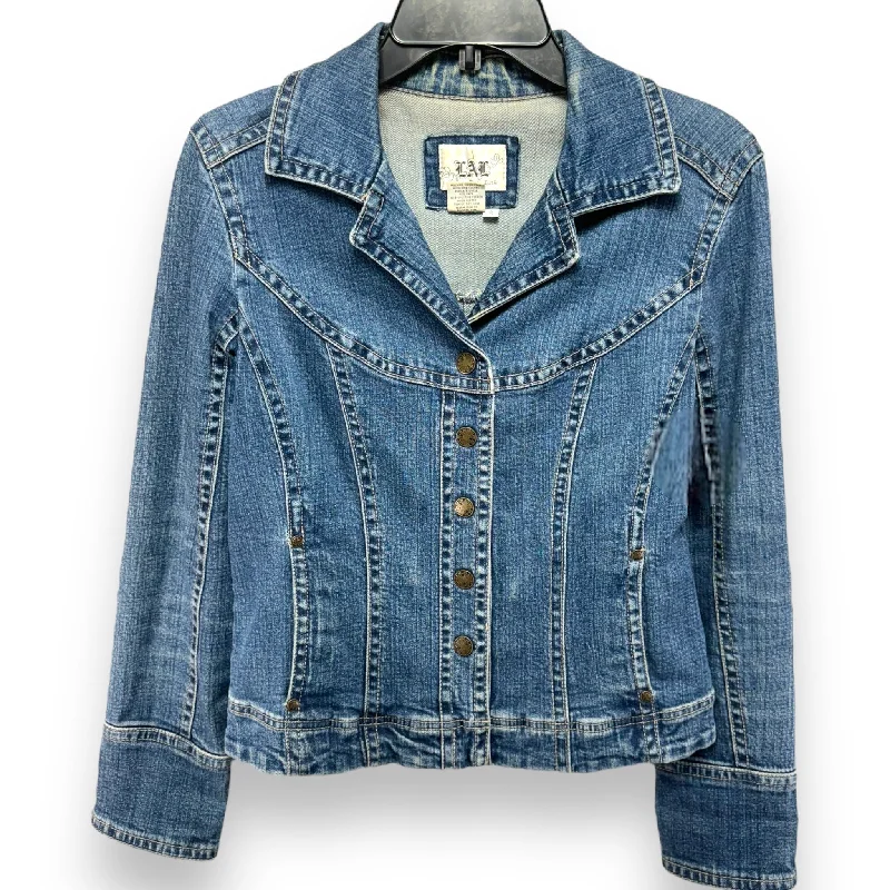 Men's Coats with Fur TrimJacket Denim By Live A Little In Blue Denim, Size: S