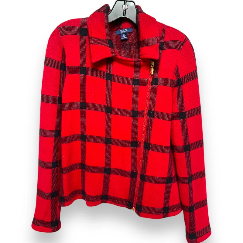 Men's Coats with Quick-Dry FabricJacket Moto By Chaps In Plaid Pattern, Size: M