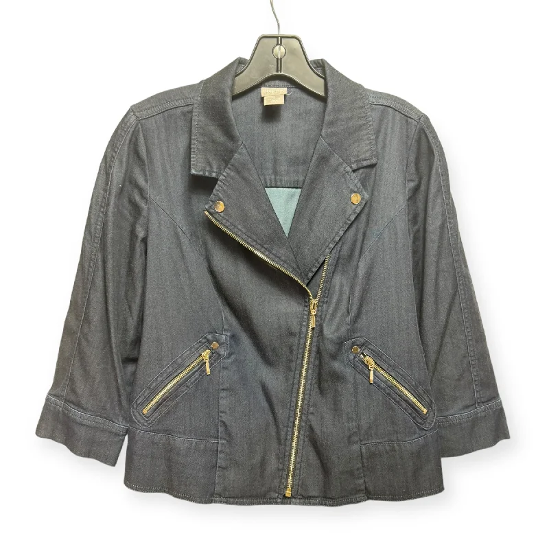 Essential Men's Puffer JacketsJacket Moto By Chicos In Blue Denim, Size: M