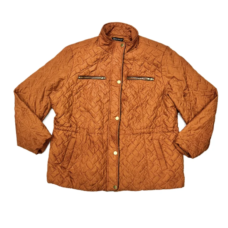 Men's Coats with Contrast StitchingJacket Puffer & Quilted By Ashley Stewart In Orange, Size: 3x