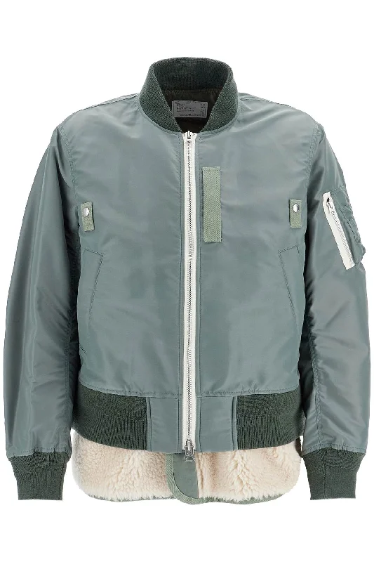 Men's Coats with Slim FitsSACAI layered hybrid bomber jacket