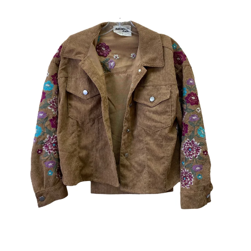 Versatile Men's Pea CoatsTan Jacket Shirt By Savanna Jane, Size: S