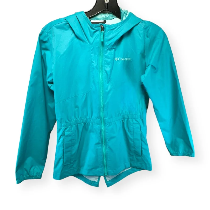 Men's Coats with Contrast StitchingTeal Jacket Windbreaker Columbia, Size M